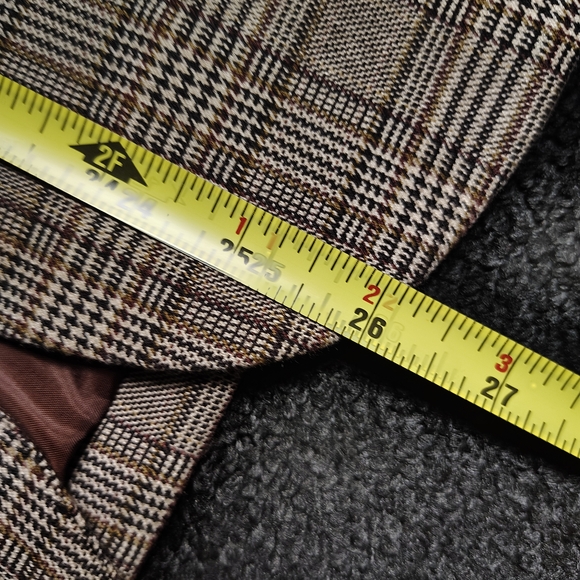 Tommy Hilfiger Brown Plaid Houndstooth Blazer Elbow Patch Academia Womens Size 6 - Picture 13 of 13